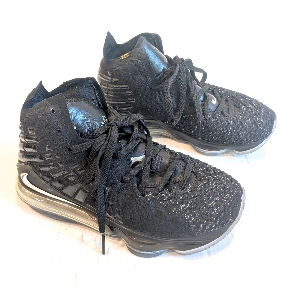 NIKE Lebron 17 Global Currency Knitposite Black Basketball Sneakers Size 7 Men's